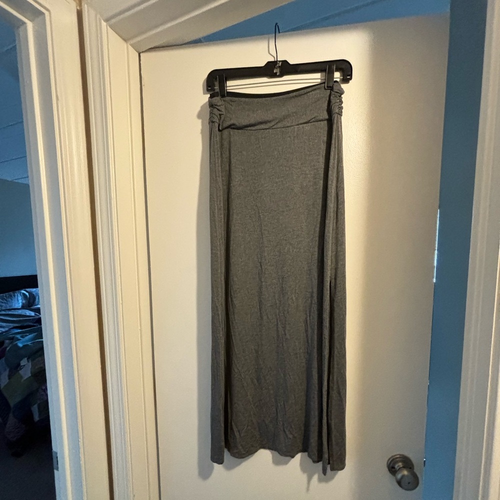 Rock and Republic, gray maxi skirt with slit, size M